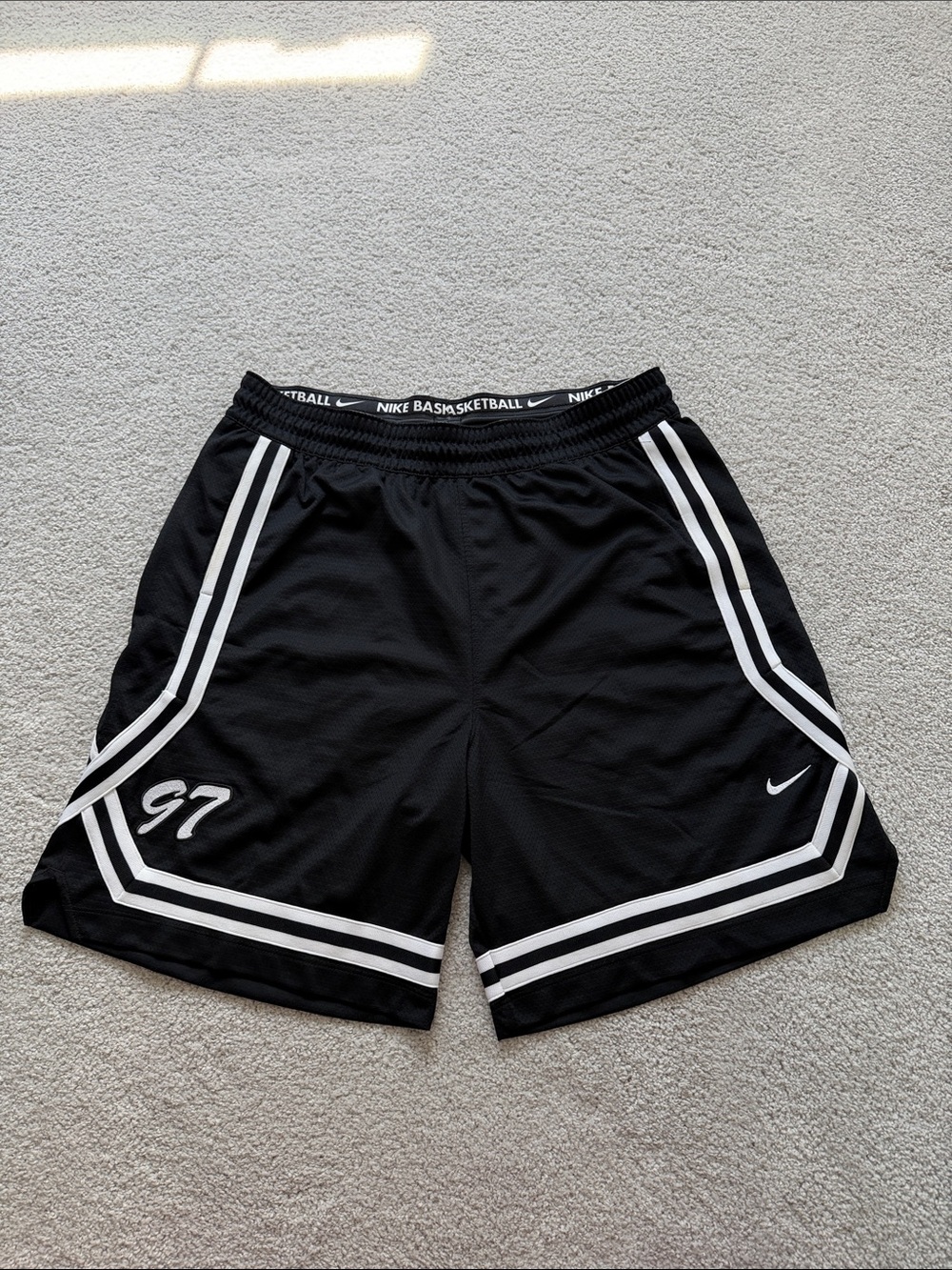 Nike Men’s Black Basketball Shorts with White Trim & Number 97
